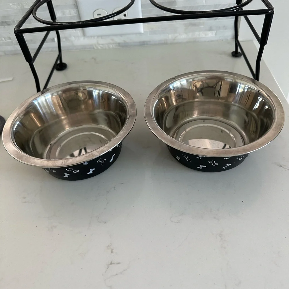 Stainless Steel Double Pet Bowl with Stand